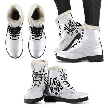 Dog Mom Print on Demand Artwork Women's Fur Trimmed Combat Style Boots