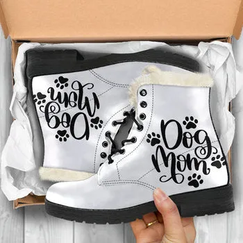 Dog Mom Print on Demand Artwork Women's Fur Trimmed Combat Style Boots