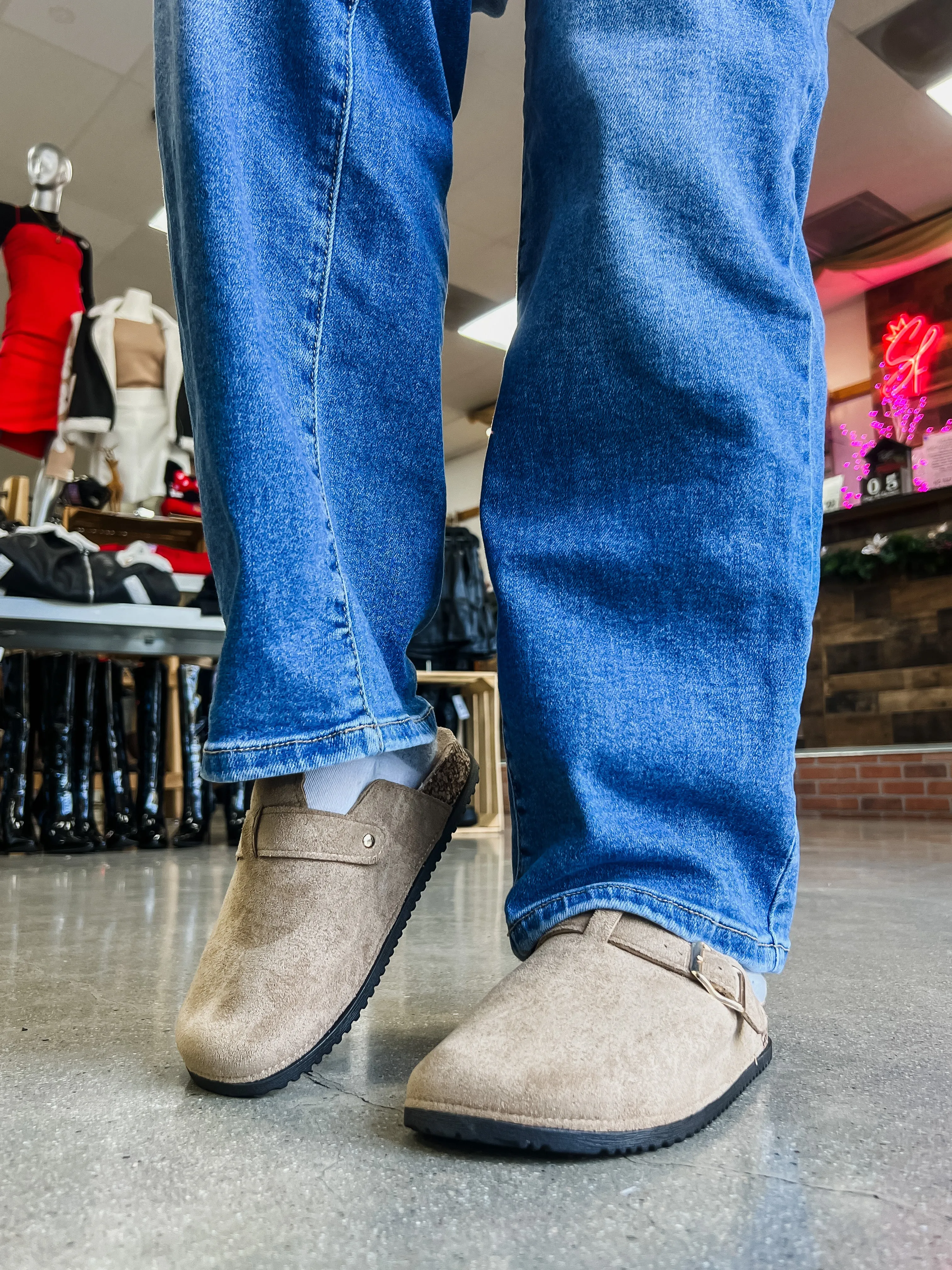 RESTOCK! Matcha Buckle Suede Slip On Clogs