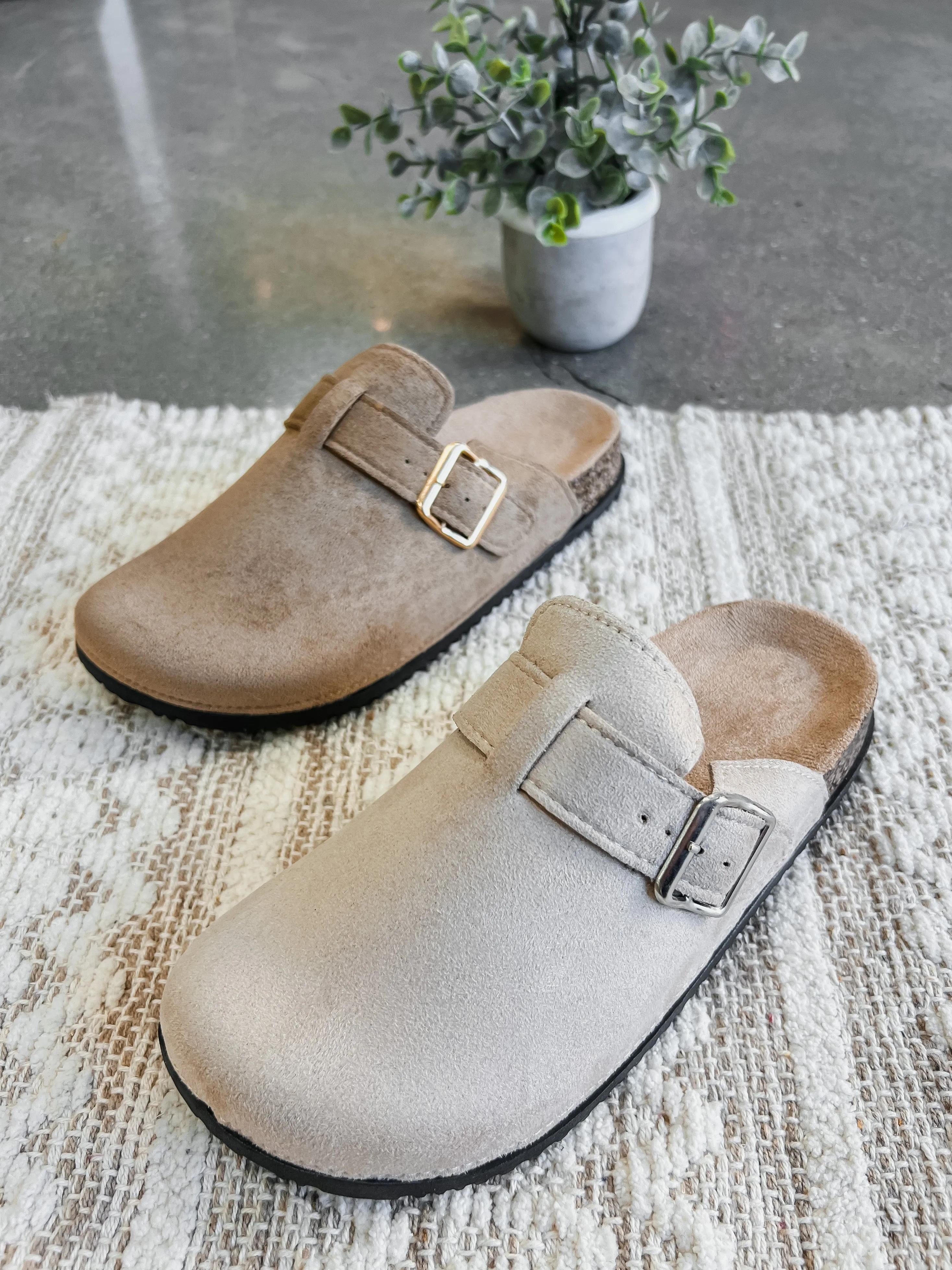 RESTOCK! Matcha Buckle Suede Slip On Clogs