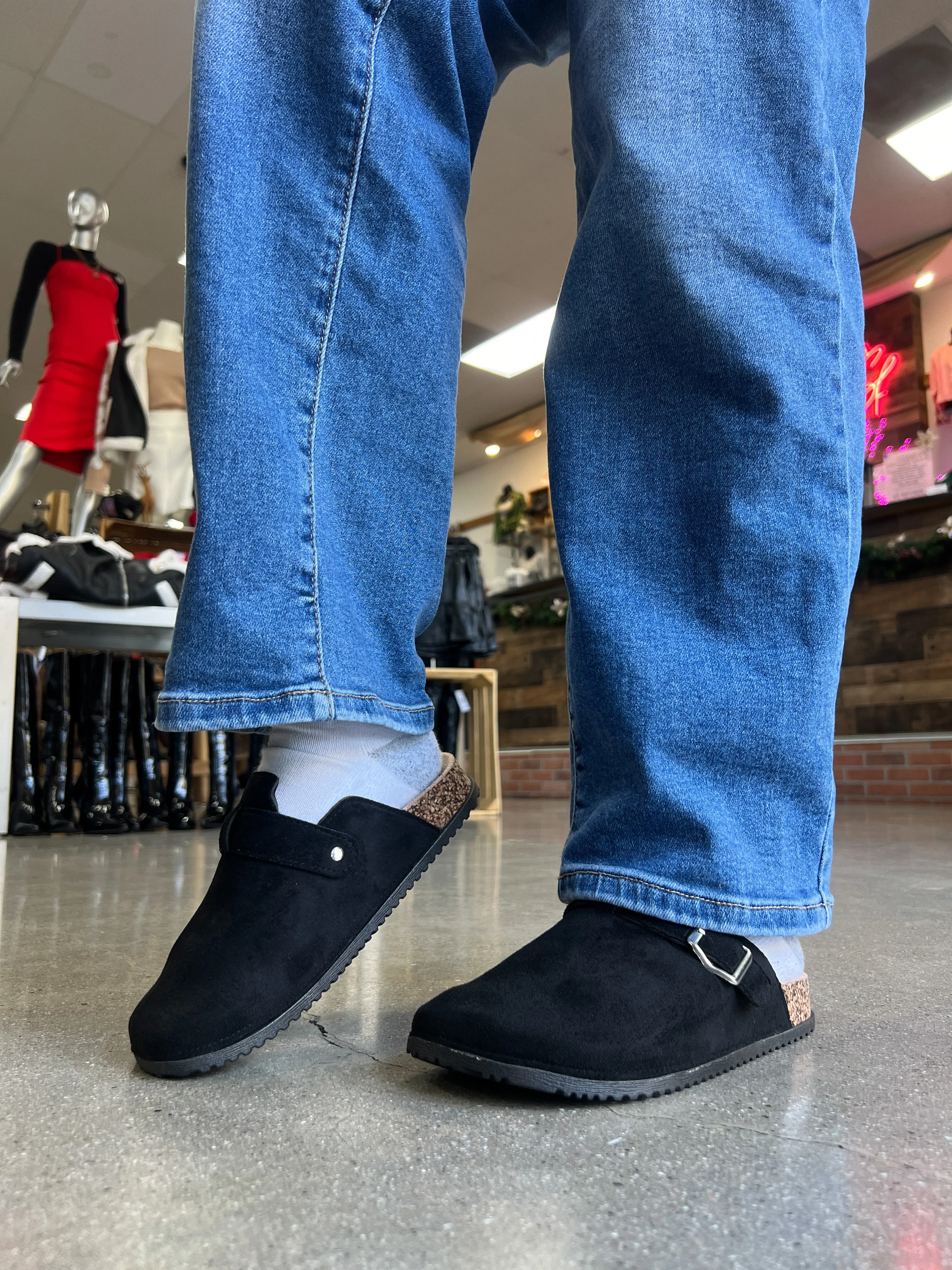 RESTOCK! Matcha Buckle Suede Slip On Clogs