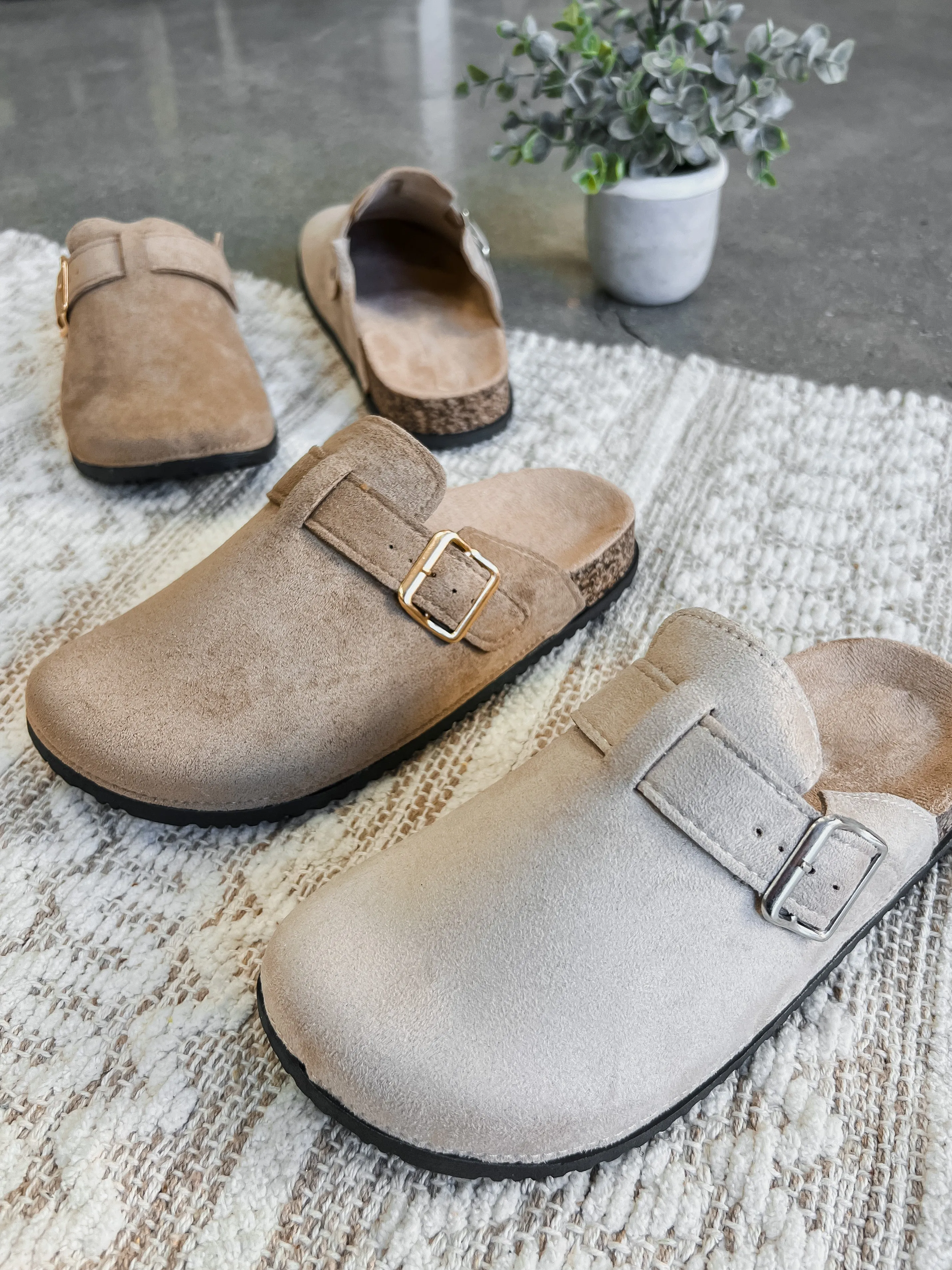 RESTOCK! Matcha Buckle Suede Slip On Clogs