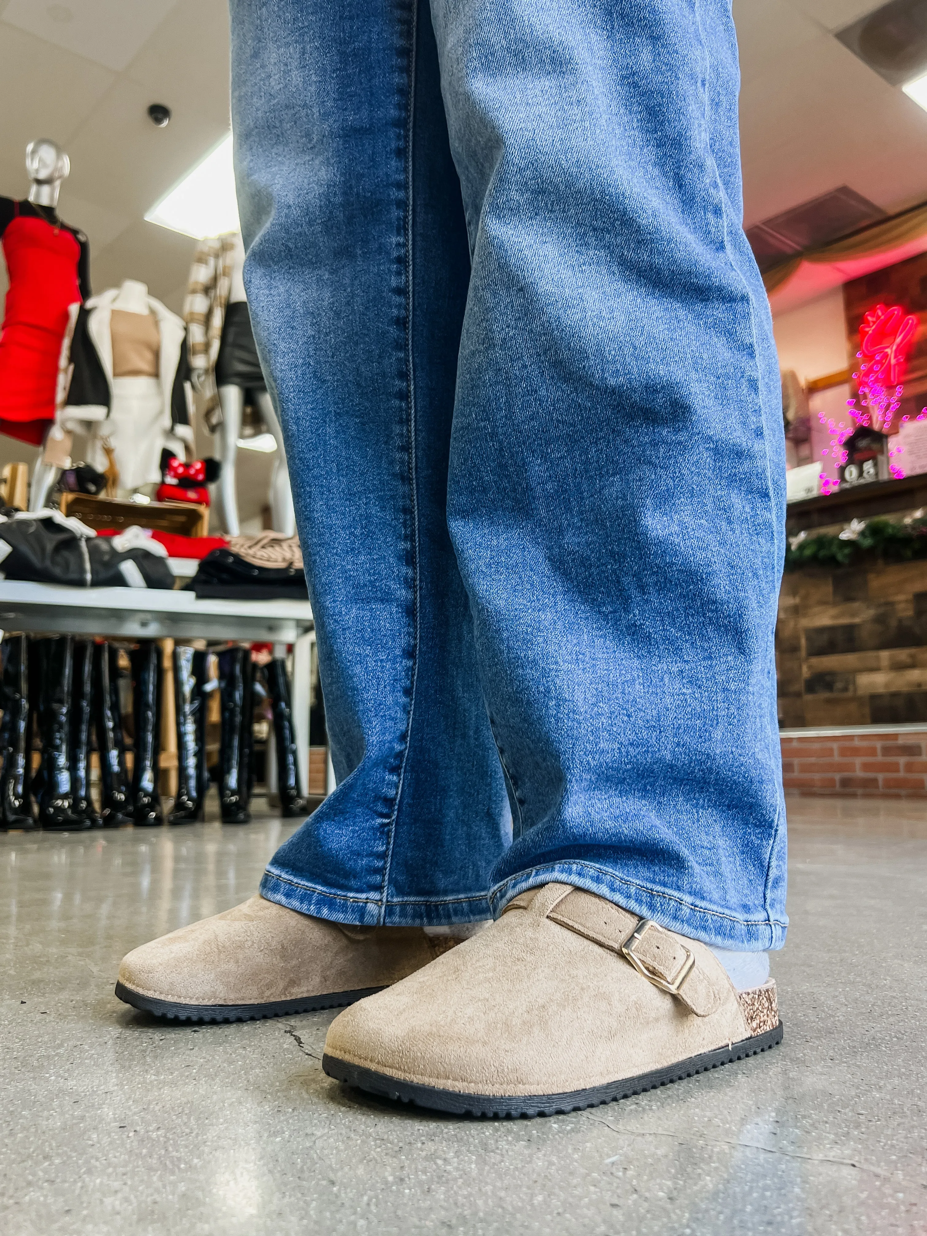RESTOCK! Matcha Buckle Suede Slip On Clogs