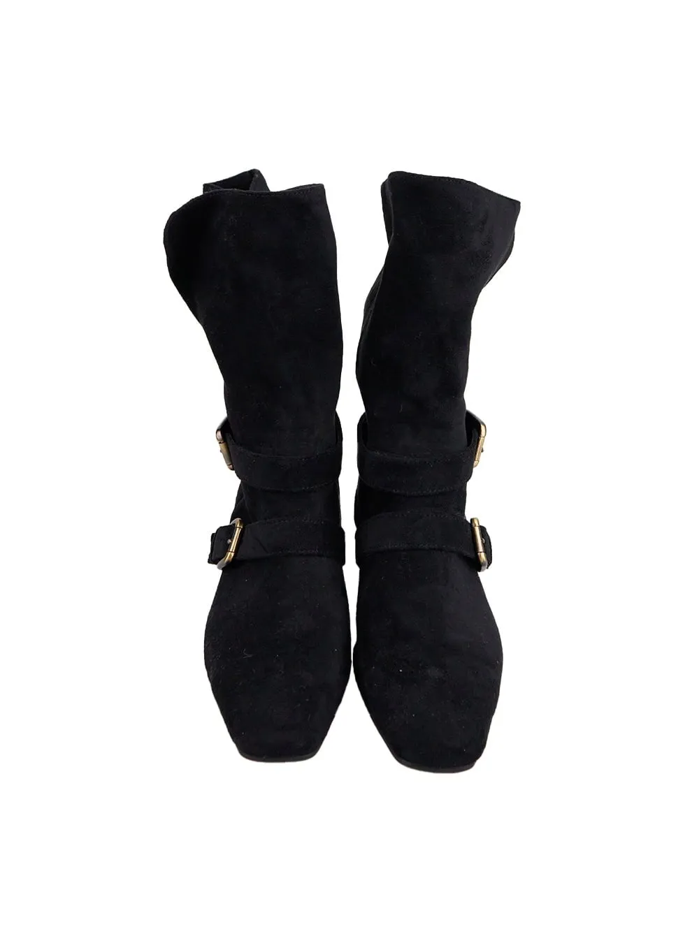Suede Buckle Mid-Calf Boots IN427