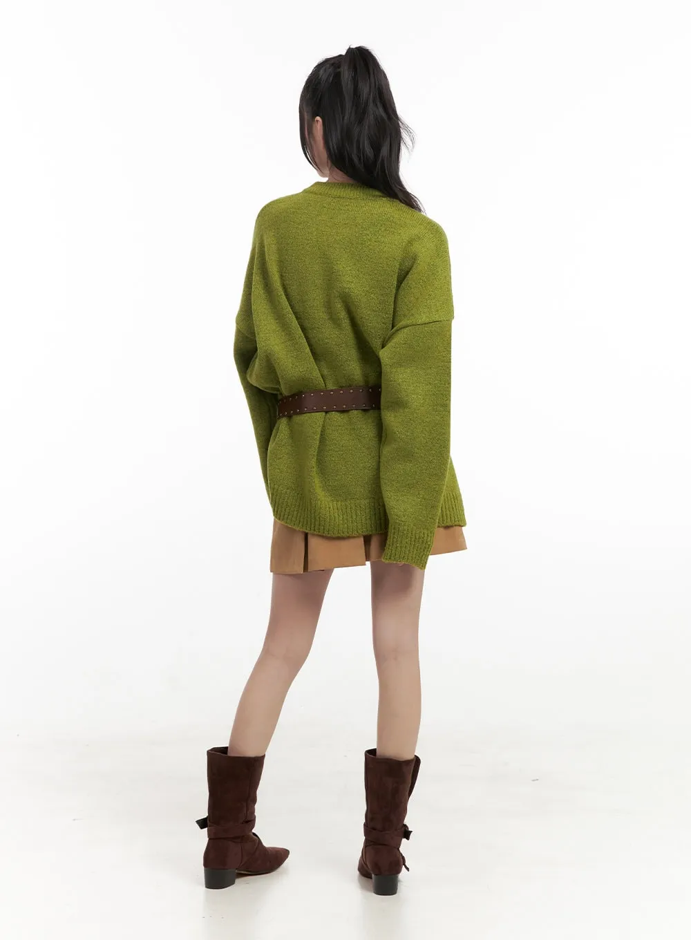 Suede Buckle Mid-Calf Boots IN427