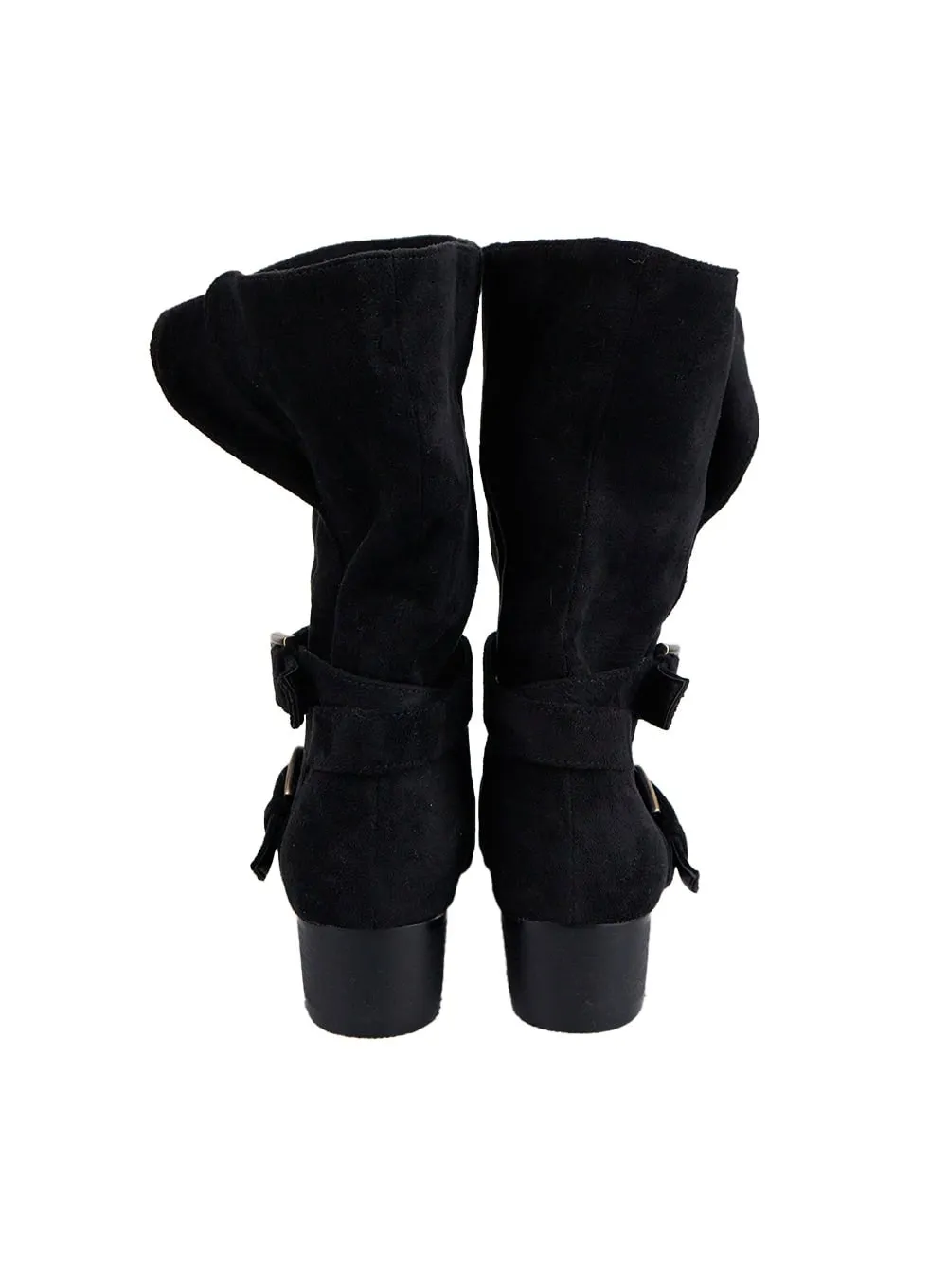 Suede Buckle Mid-Calf Boots IN427