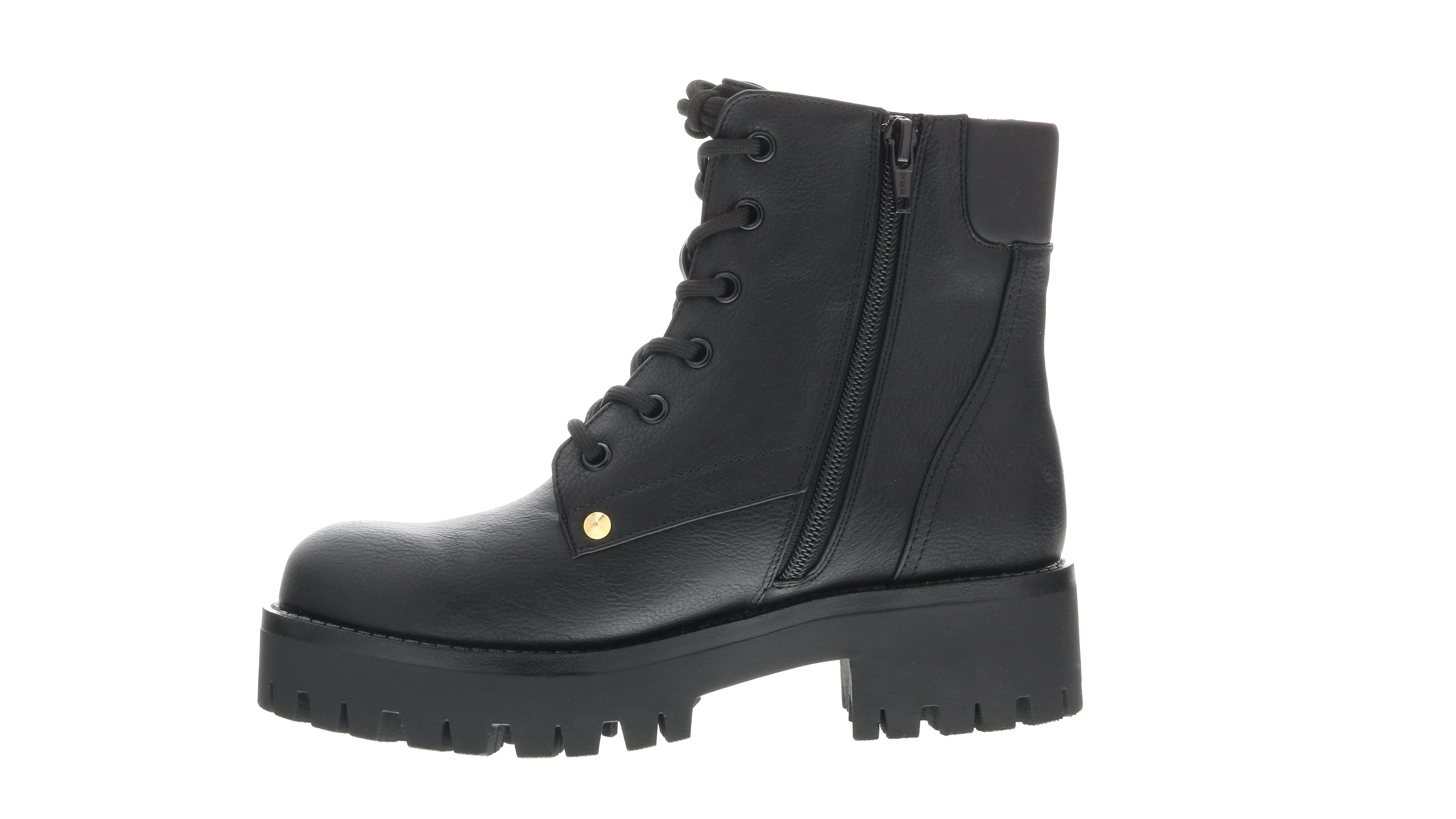 Versace Jeans Couture Black Leather Heel Lace Up Boots