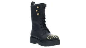 Versace Jeans Couture Black Signature Studded Classic Combat Boots