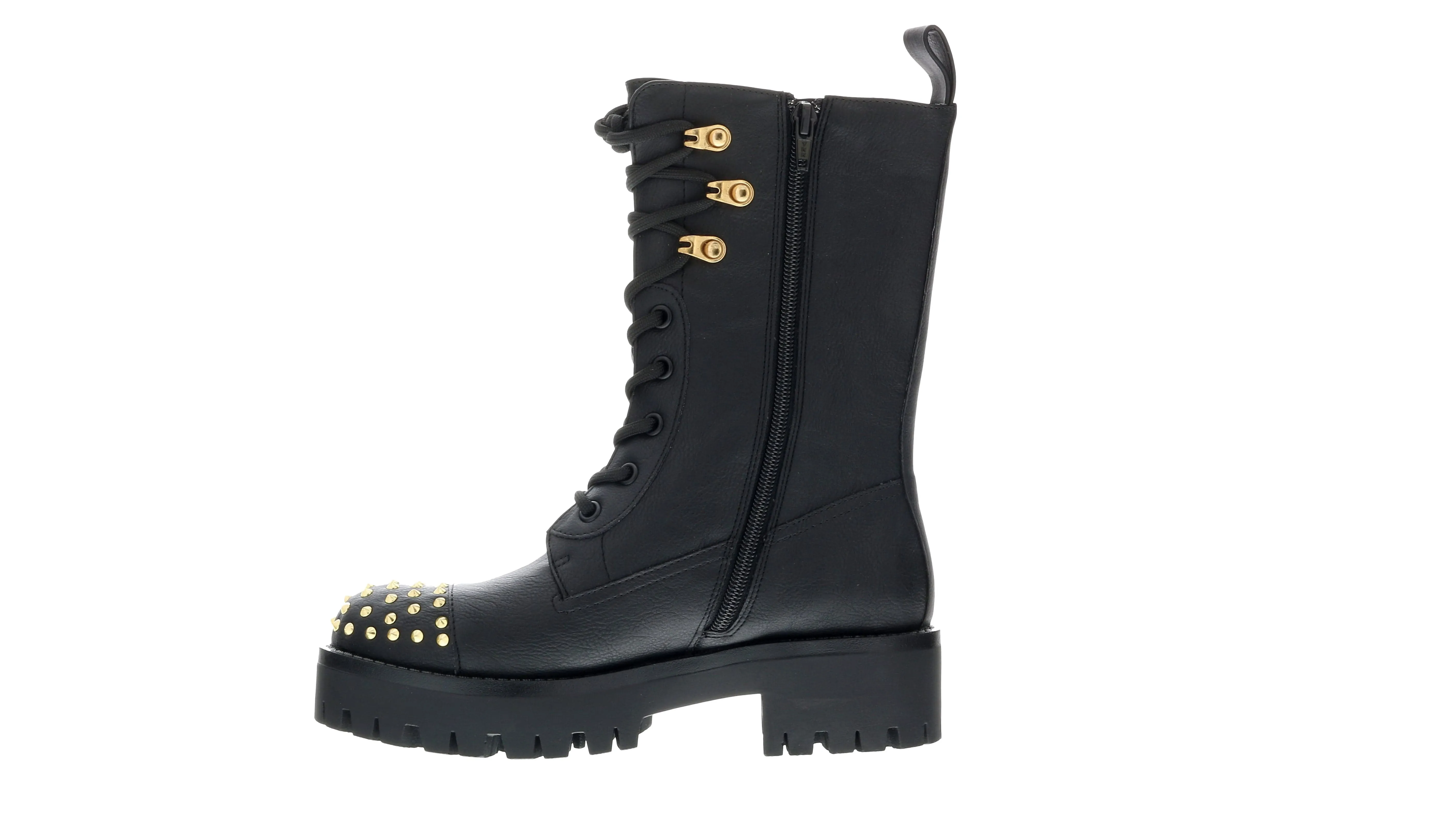 Versace Jeans Couture Black Signature Studded Classic Combat Boots