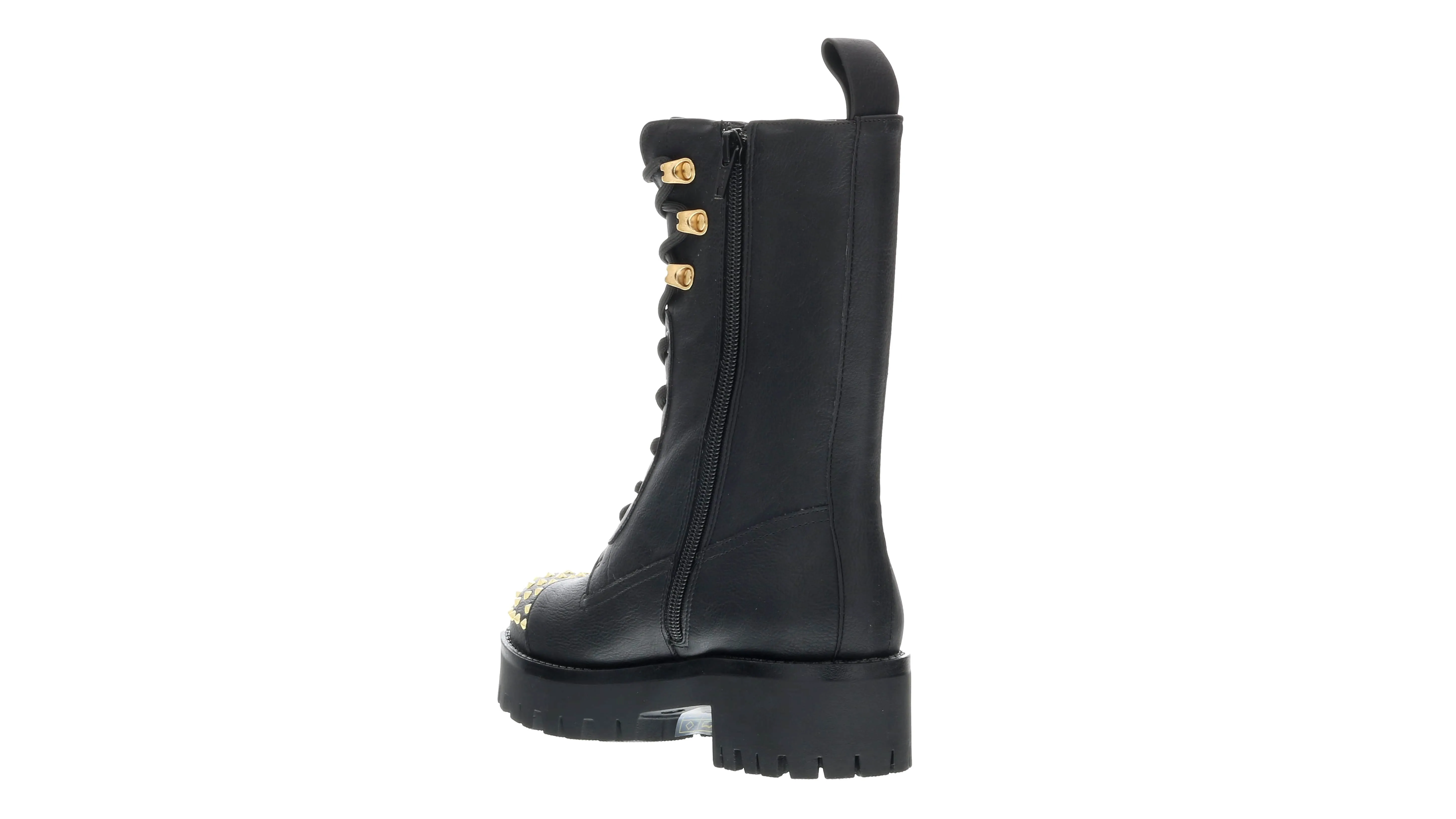 Versace Jeans Couture Black Signature Studded Classic Combat Boots